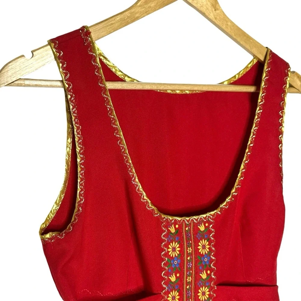 Vintage 60’s Red Embroidered Mini Dress app small
